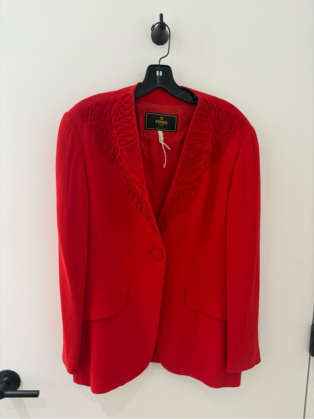 Fendi Red Women's Embroidered Lapel Blazer
